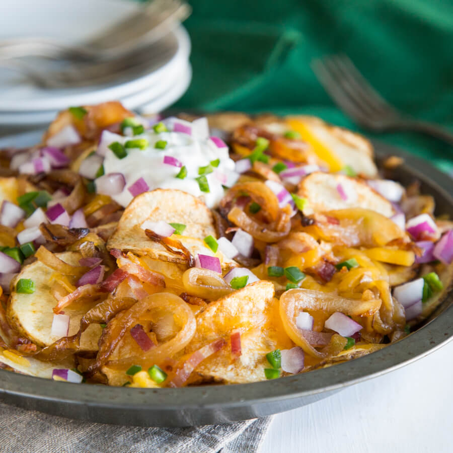 Irish Nachos with Cider-Braised Onions by Lori Rice for National Onion Association